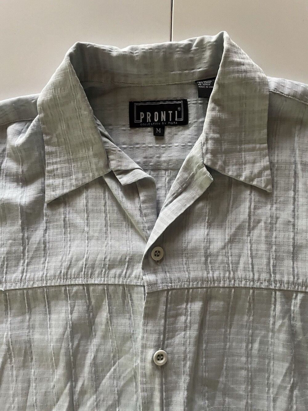 Medium Pronti Phita Light Blue Short Sleeve Button Up Shirt